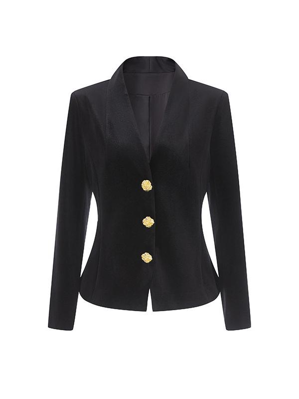 Women's French Black Velvet Slim-Fit Waist-Cinching Suit Jacket - New Autumn Fashion