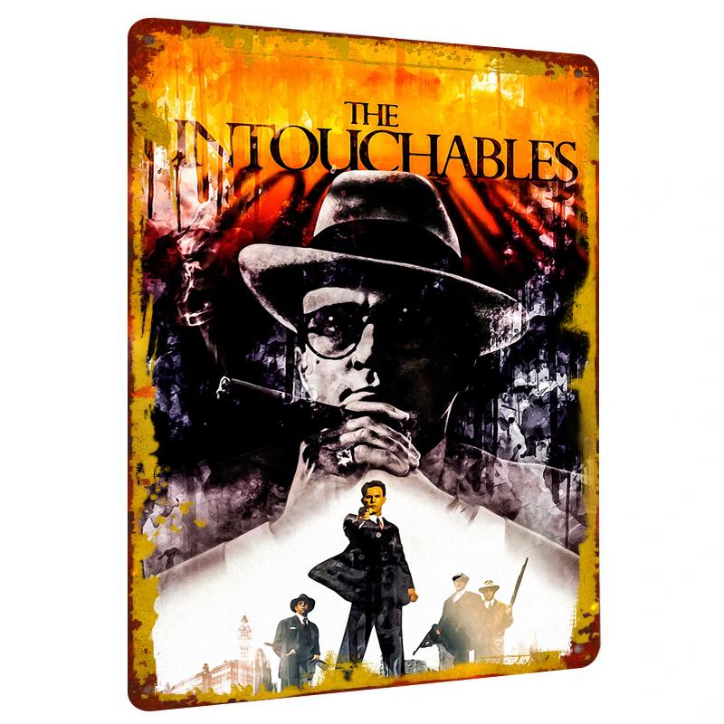 The Untouchables Movie Poster Metal Wall Art Vintage Black White Decor for Home Bar Living Room 20x30cm(7.8x11.8inch)