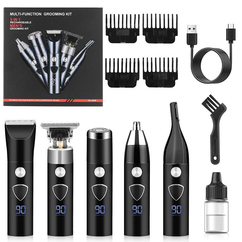 TEMU 5-in-1 Men s Grooming Kit: Electric Shaver, Hair Clipper, Eyebrow & Nose Trimmers, Replacement Heads 5-in-1 Set