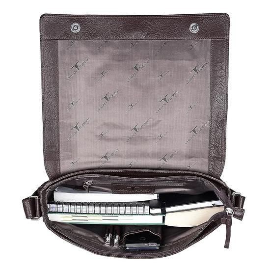 URBAN FOREST Chocolate Brown Leather Messenger Bag & Dark Brown Leather Wallet for Men