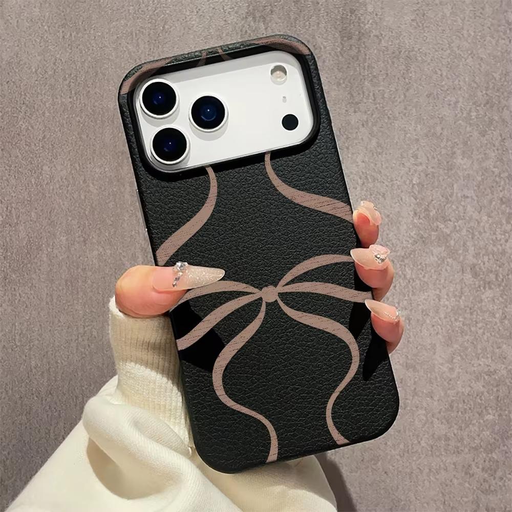 Brown Bow Fashion Ins Pattern Phone Case For iPhone 17 Pro Max 11 12 13 14 15 16 Pro 17 Air 15 14 Plus X XS XR Soft Cover