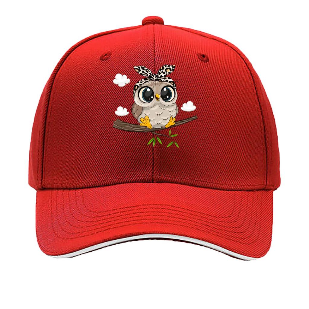 Cute Leopard Bow Owl Sitting On Branch Sandwich Baseball Cap Unisex Women Sun Cap Outdoor Workouts Hat