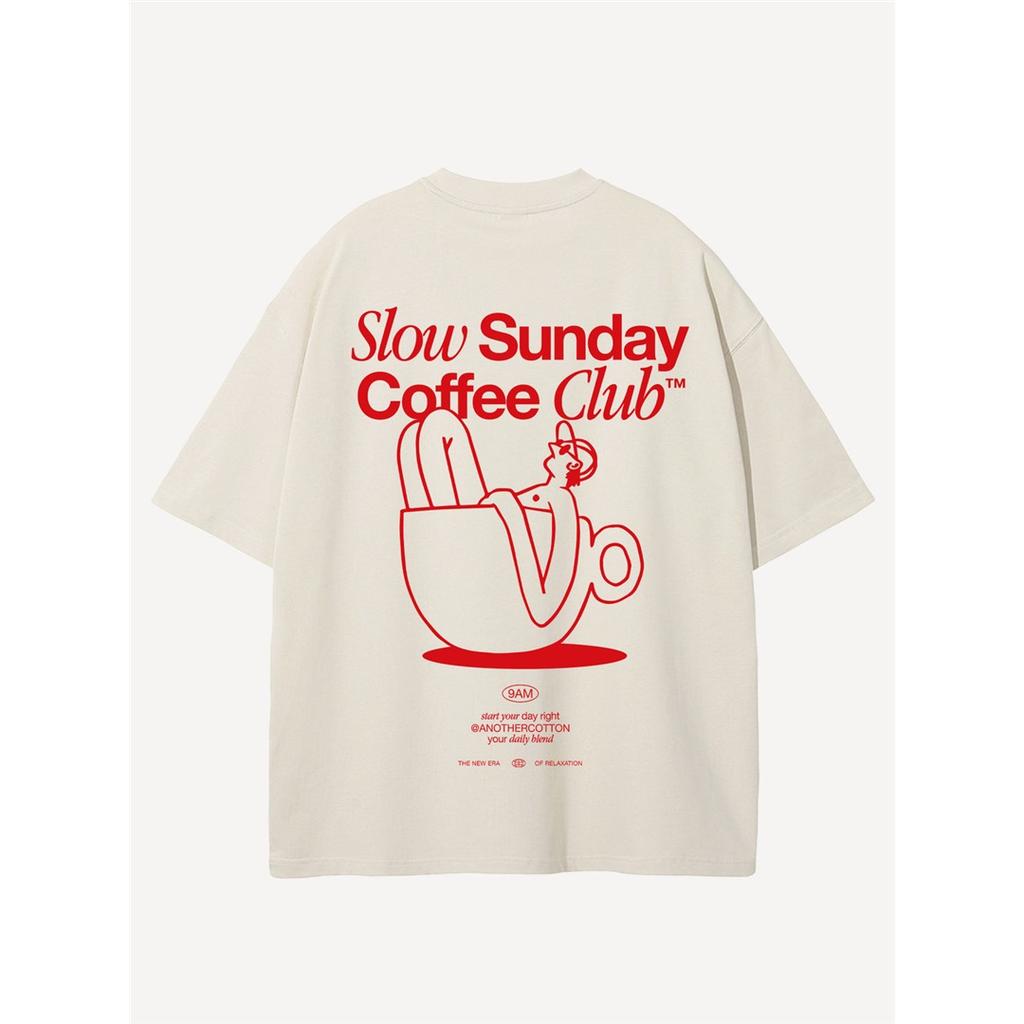 Koszulka Slow Sunday Coffee Club Letnia Codzienna Bawełniana Damska Męska 2026 Kolejna Bawełniana Krótki Rękaw Wygodna Oddychająca Damska Męska Odzież
