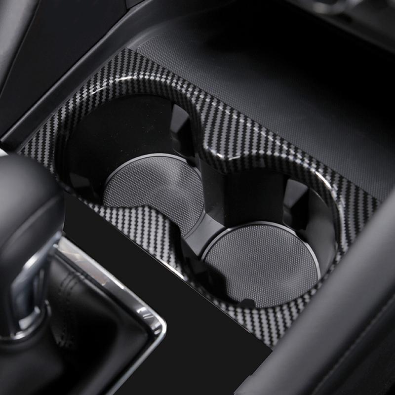 For Mazda 3 Axela  Car Central Console Water Cup Cover Sticker Trim    ABS Plastic Carbon Fiber Style