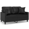 VidaXL Canapé 2 places avec oreillers décoratifs noir 120cm similicuir, canapé, causeuse, canapé de salon, canapés, canapé 3200798