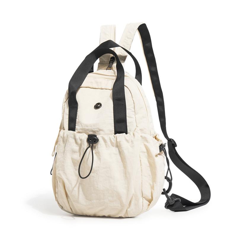 Color Block Backpack with Front Drawstring Pocket and Dual Carrying Options