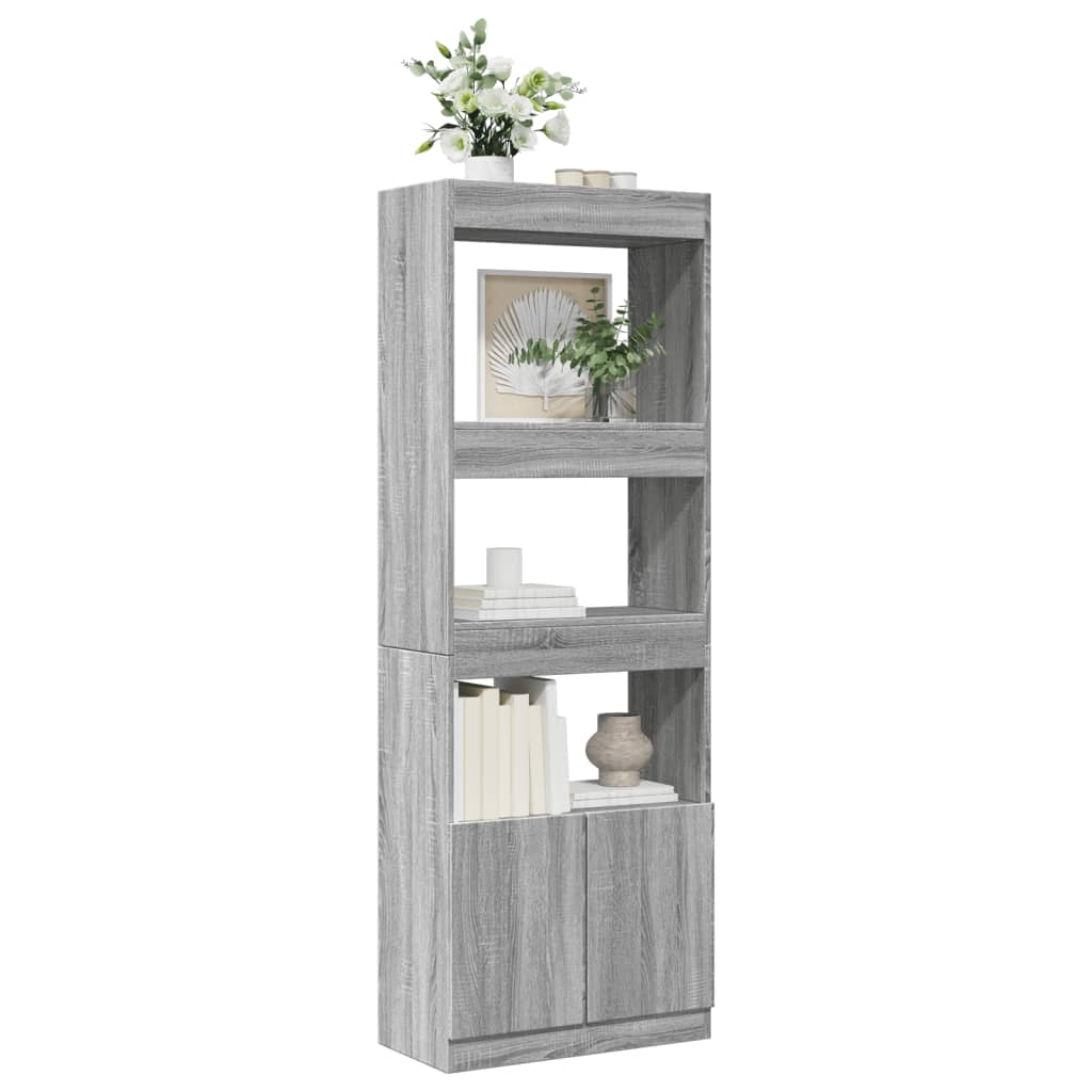 Highboard 63x33x180 Cm Grey Sonoma Wood Based Material