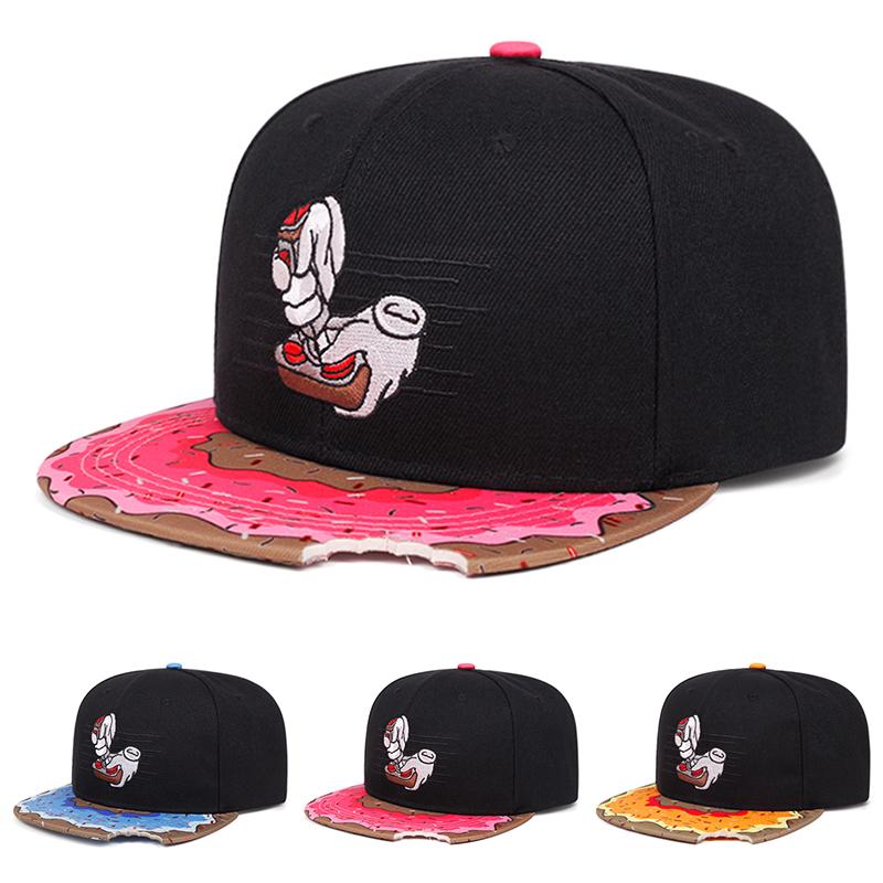 2026 New Fashionable Hip Hop Hat Doughnut Game Controller Embroidered Baseball Hat Outdoor Sunshade Skateboard Hat Flat Edge Hat