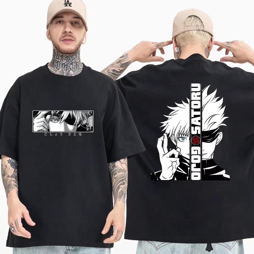 Jujutsu Kaisen Satoru Gojo Unisex Pure Cotton T-shirt Summer Anime Print Round Neck Casual Short Sleeved Top
