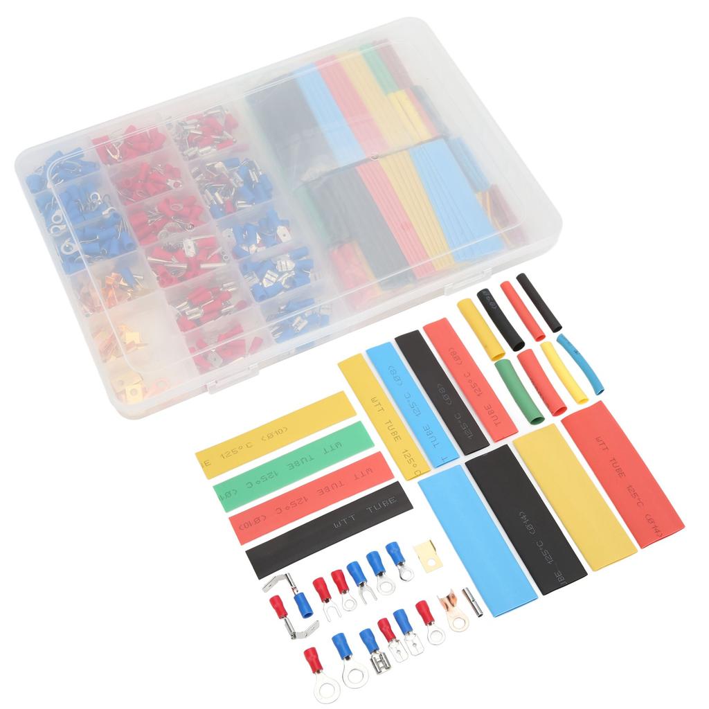 350pcs Cold Pressing Electrical Connectors Insulated Wire Crimp Terminals with 328pcs Heat Shrink Tubing for Electronics