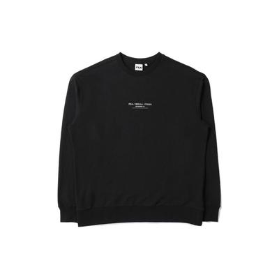 Fila Solid Color Letter Print Crew Neck Long Sleeve Pullover Sweatshirt Men Sweatshirt Black FS2POE1110X-BLK