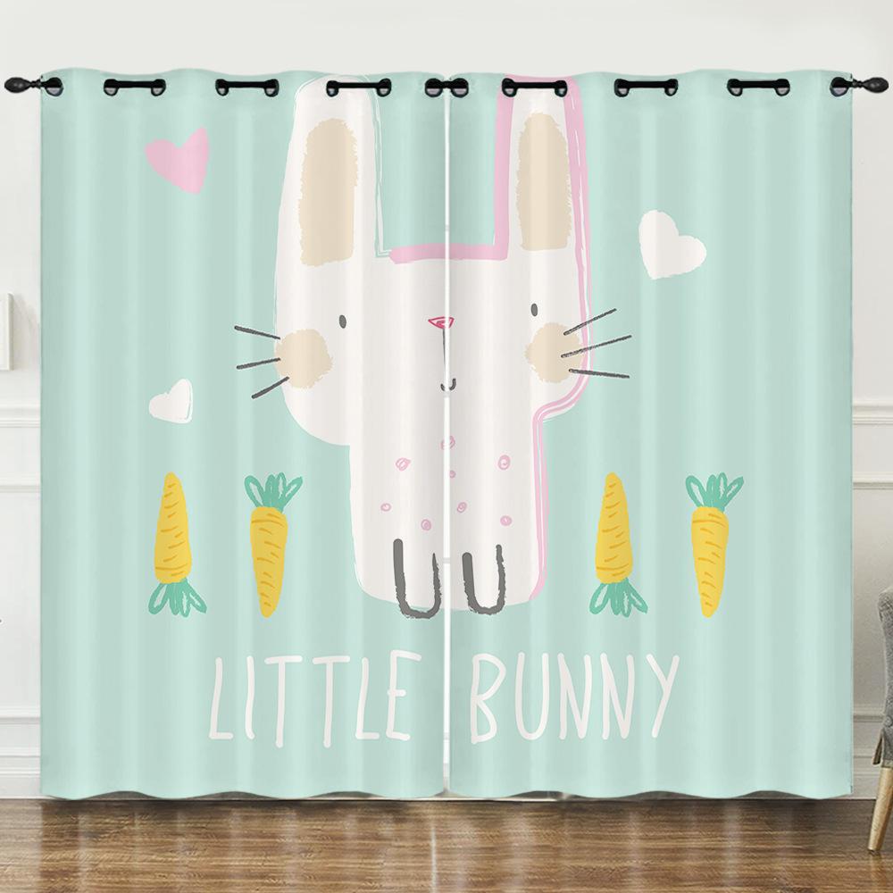 Curtains European And American Cartoon Animals Bear Deer Digital Printing Blackout Curtain Bedroom Punching