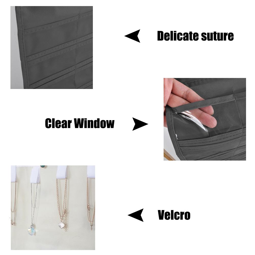 32 Taschen Doppelseitiger Schmuckorganizer Aufbewahrung Displaytasche mit 18 Haken Schmuck zum Aufhängen