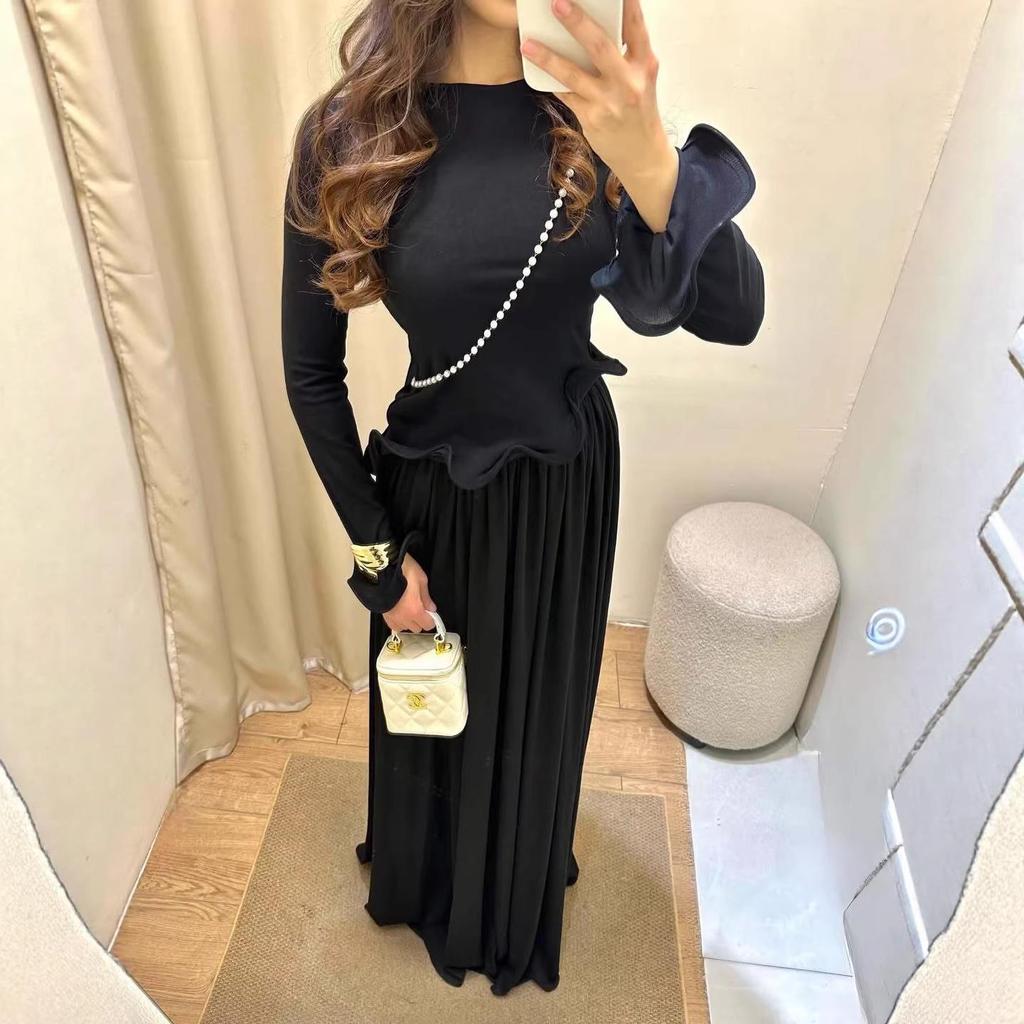 European & American Women's Slim Fit Long Sleeve Patchwork French Dress, 2026 Collection