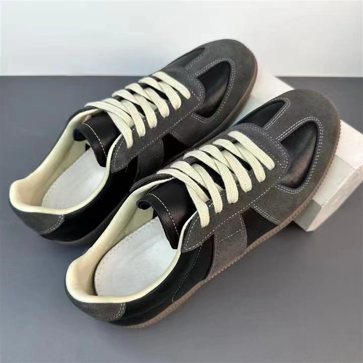 Spring New Breathable Flat Shoes Versatile Trend German Training Shoes Classic Retro Leather White Shoes Men's Casual Shoes