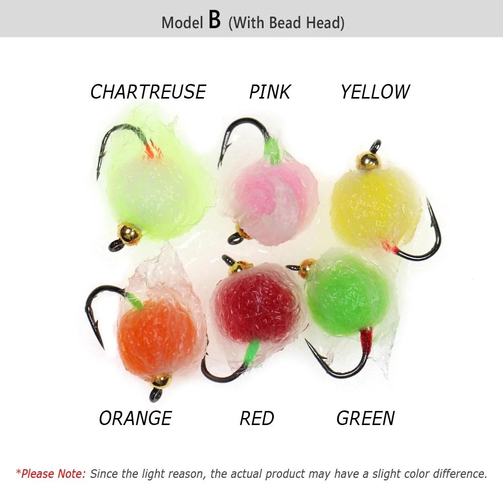 Synthetische Melk-Ei-Fliege, weicher Fischrogen, nasse Fliegen, Forelle, Lachs, Steelhead-Angeleier, Köder, Orange, Rosa, Weiß