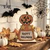 Natural Craftsmanship Gifts Cute Halloween Black Cat Pumpkin Skull Decor, Vintage Boo Wooden Sturdy Decorative Accents Signs, Tabletop Decoration for