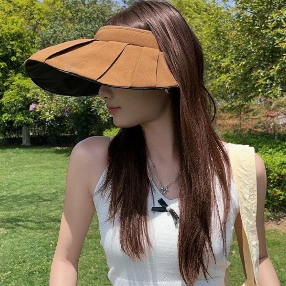 Empty Top Hair Hoop Hat Foldable Beach Sunshade Hat Portable Sun Hat