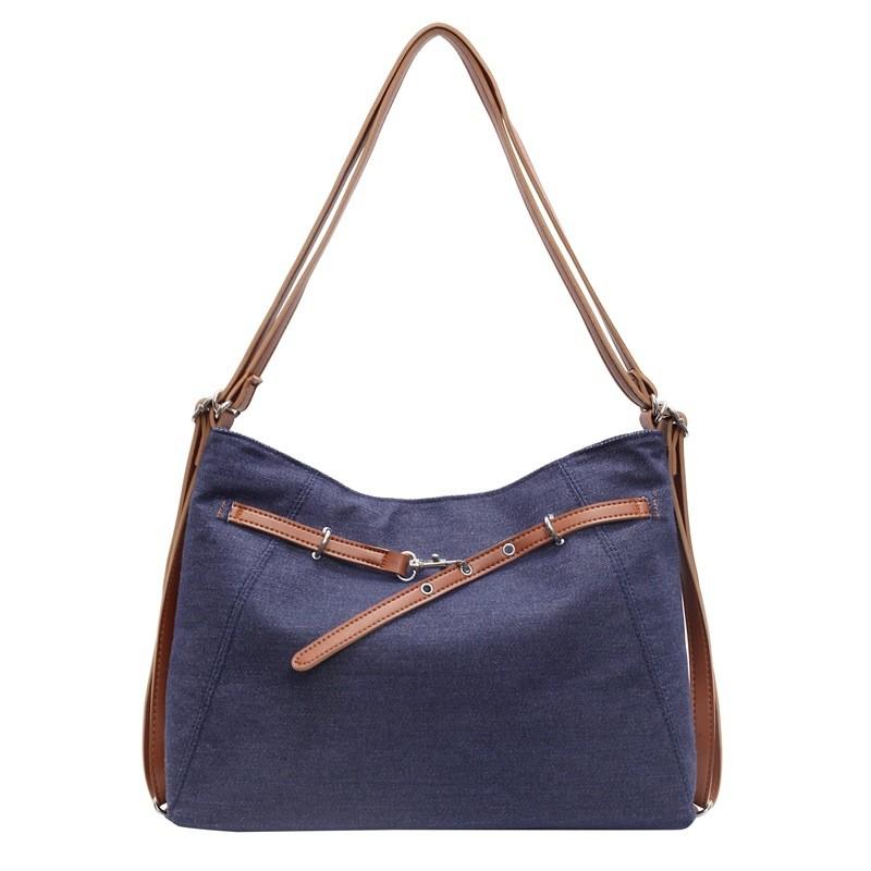 Style Solid Color Canvas Bag Women Stitching Details Soft Structure Travel Bags