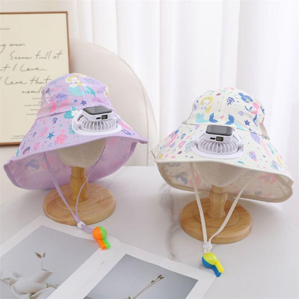 USB Charging Children Solar Fan Hat Anti-UV Sun Hat New Bucket Hat  Summer