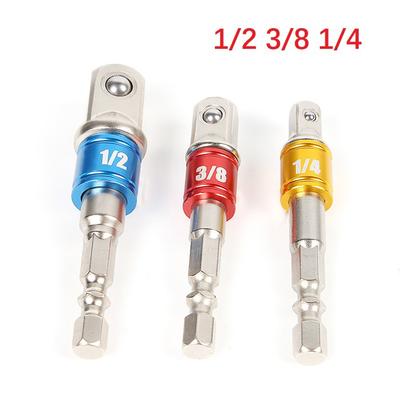 Juego de Adaptadores de Vaso para Taladro de Vástago Hexagonal para Atornillador de Impacto - Extensión de Barra para Puntas de Taladro de Vaso Cuadrado, 1/4", 3/8", 1/2 Pulgada