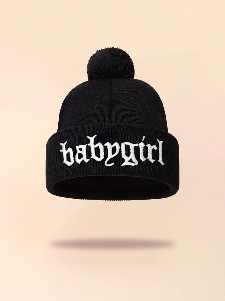 Autumn And Winter Thin Knitted Hat Men'S And Women'S Embroidered Wool Cold Hat Student Shopping Sweet Cute Pullover Hat