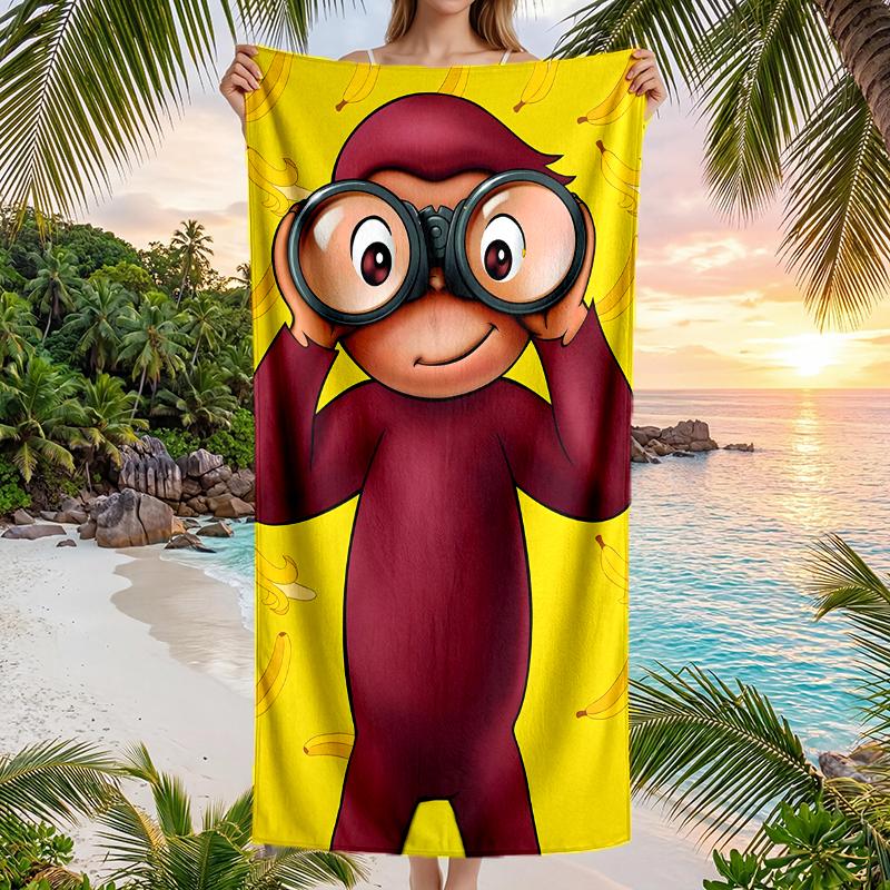 Curious George Fashion Beach Towel: Ideal for Summer Adventures Soft, Absorbent and Quick Drying Suitable for Swimming and Bathing