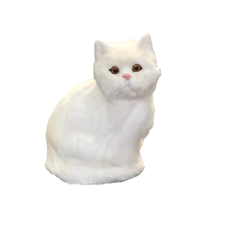 Simulated Kitten Squatting Cat Fur Craft, Zodiac Animal Figurine Toy for Dogs, Cats, and Rabbits.