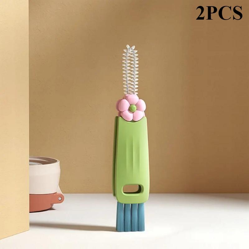

Многофункциональная щетка для чистки щелей, крышка для чашки, щетка для детских бутылочек, щетка для чистки цветочной клавиатуры, щетка для чистки глухих углов окон Green 2PCS