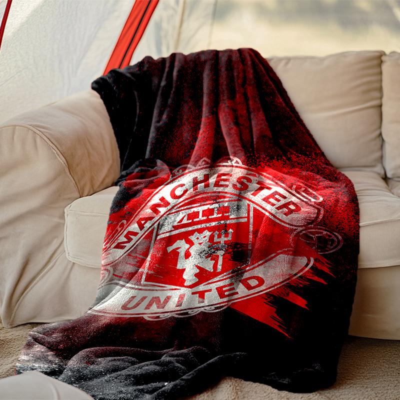 1pc Cozy Print Blanket, Manchester United Manchester City Blanket Appropriate for Home Picnic and Travel Adventures