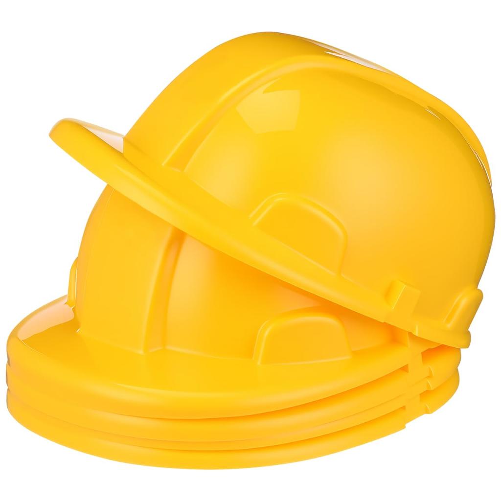 Alasum Construction Site Toy Helmets, Yellow, Kids, 5-Piece Set, Durable Plastic Construction Helmets for Pretend Play, Fun Accessories