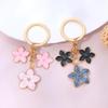 Cute Flower Charms Keychains Enamel Plant Keyrings For Women Girls Handbag Accessories Car Keys Trinkets Diy Accessories