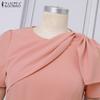 ZANZEA Women Casual Round Neck Summer Short Sleeve A-line Dress