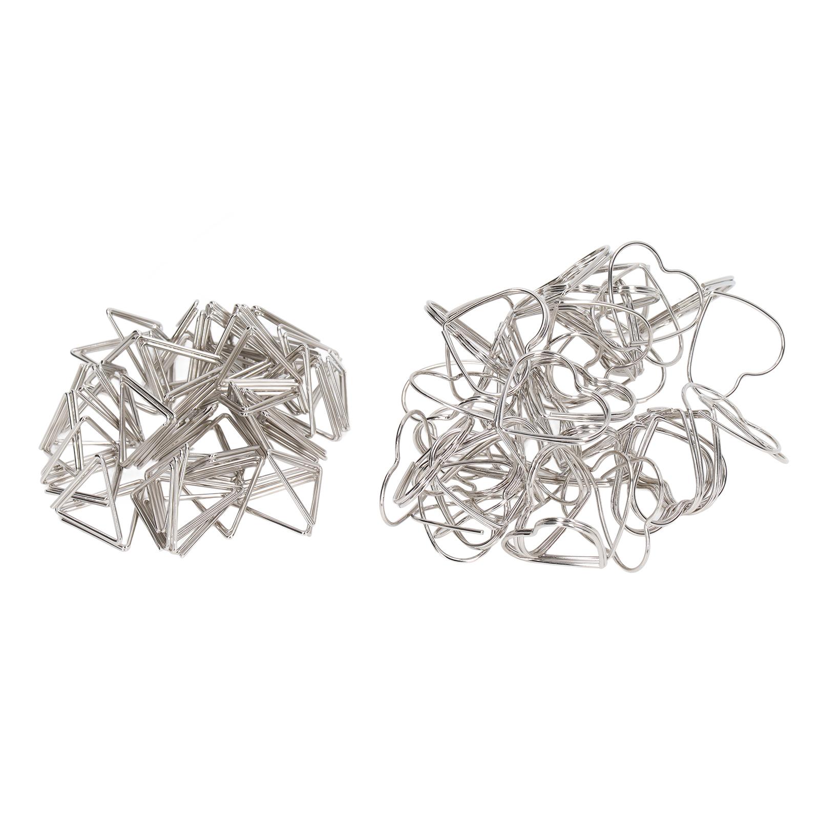 Набор из 100 шт. канцелярских скрепок: 50 треугольных, 50 в форме сердечек, двухслойные 3D скрепки-закладки для студентов, учителей, коллег