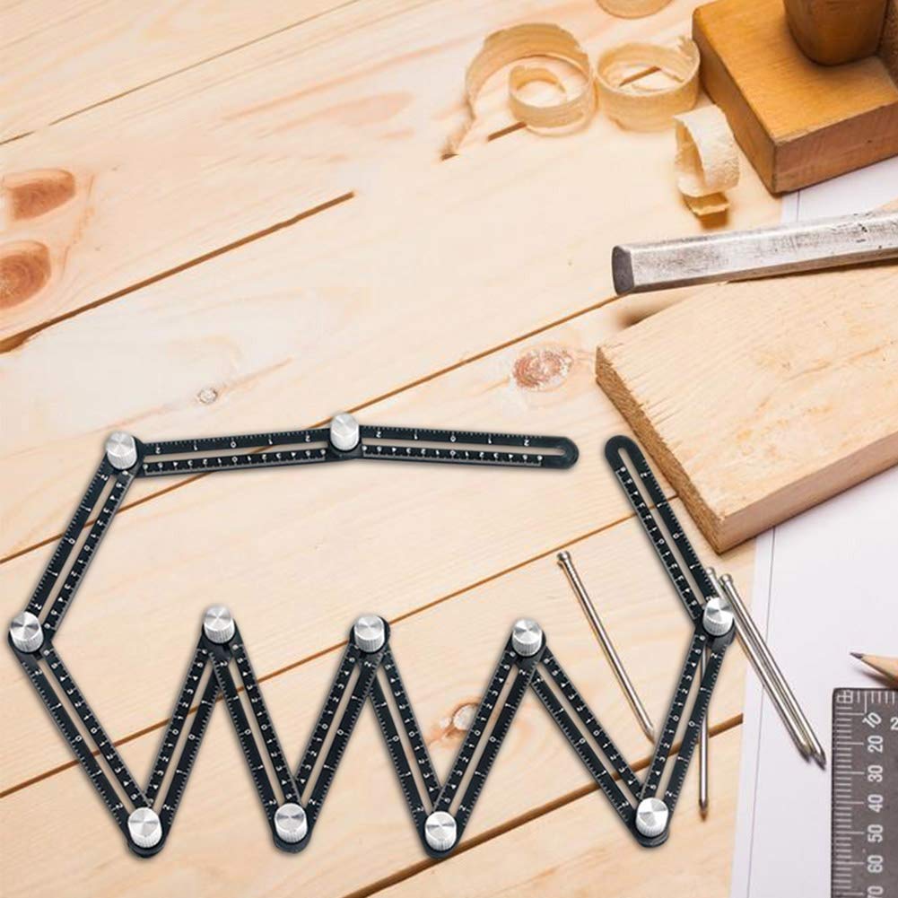 SCKUBMF Universal Multi Angle Measuring Ruler, 12 Section Ceramic Tile Opening Locator, Aluminum Alloy