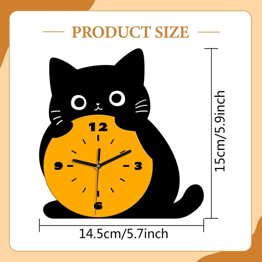Modern Cat Wall Clock Ornament Desk Clock Non Ticking Cute Classroom Creative Modern Decor Analog Clock Acrylic Table Clock