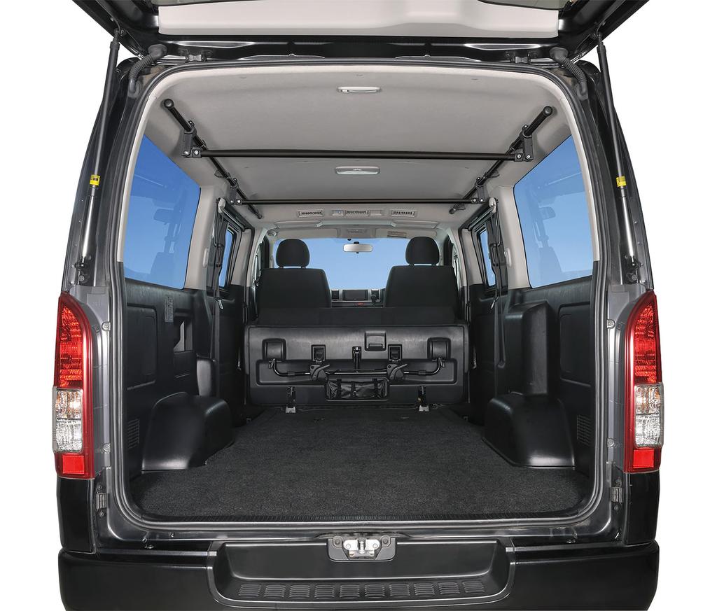 CARMATE Cross Ride Car Storage Hanger for Toyota Hiace 200 Series Caravan Set of 2 Bars, Black, E26, (NS105BK)