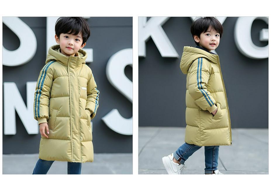 Mid-Length Children's Down Cotton Jacket - Warm, Thickened Outerwear for Boys and Girls
