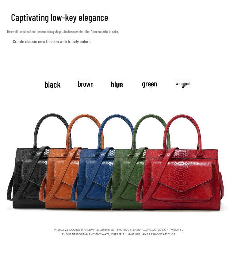 Large Capacity Snake Print Handbag: European & American Fashionable Ladies' Shoulder Bag