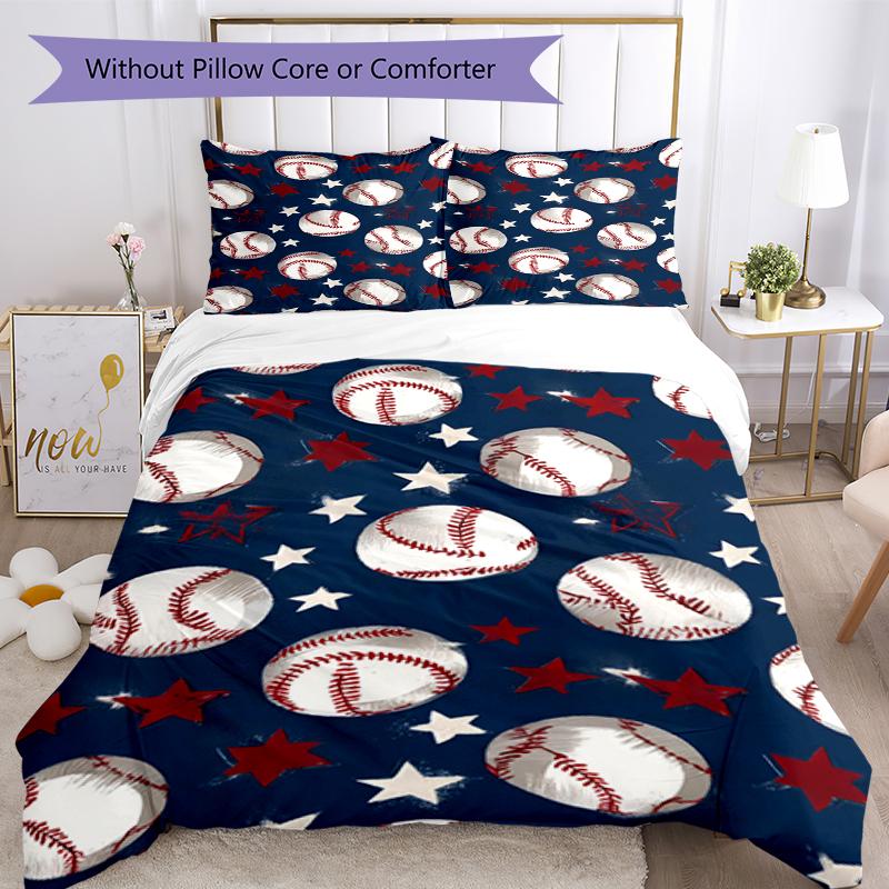 3pcs Baseball Bedding Set Duvet Cover Closure Includes 1 Duvet Cover & 2 Pillowcases, Soft and Comfortable for All Seasons.