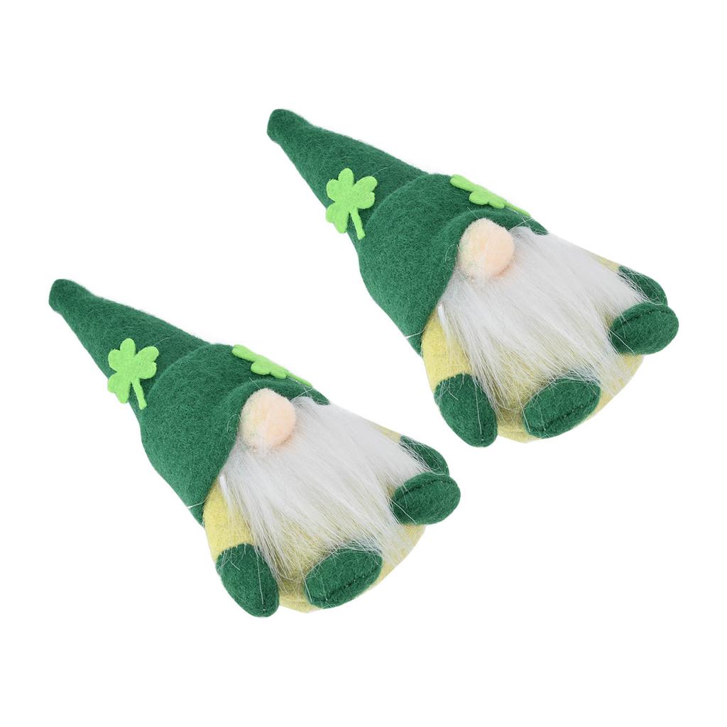 2 Stück Zwergenpuppe Handgefertigt Niedlich Gesichtslos Grüner Hut St. St. Patrick's Day Ornament Plüsch Zwergpuppe für Sofa Esstisch(Männer