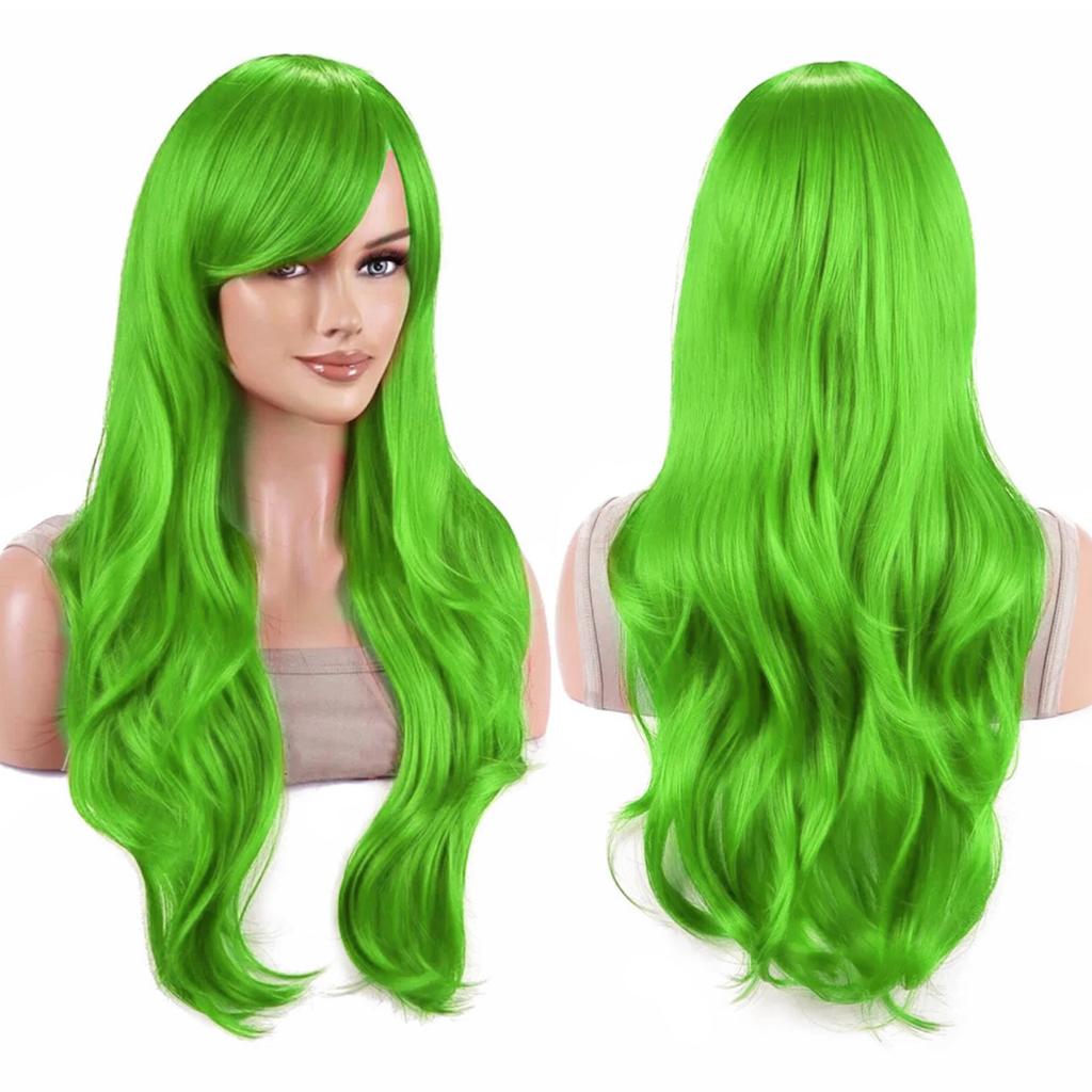 Parrucche Colorate Sintetiche Ondulate per Cosplay Lunghe 70cm con Frangia Parrucca Costume per Donne