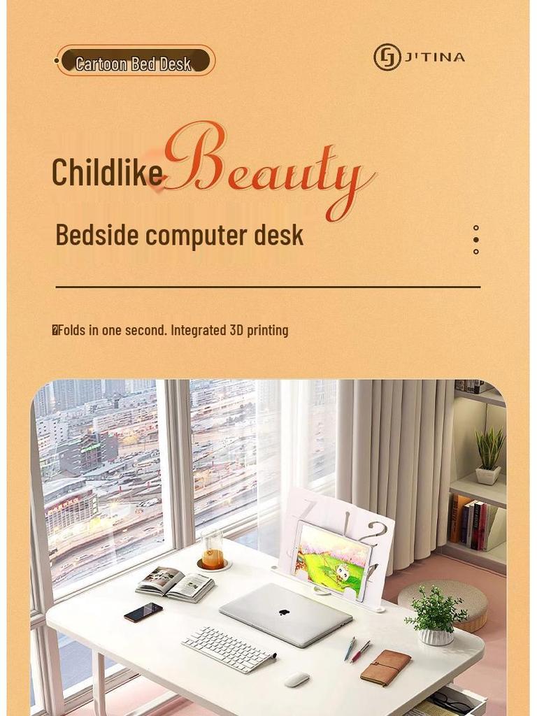 Foldable Bedside Laptop Table for Dormitory or Bay Window