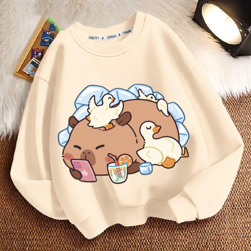 Niedlicher Capybara-Hoodie für Kinder, lässige langärmlige Jacke für Jungen und Mädchen Frühling und Herbst