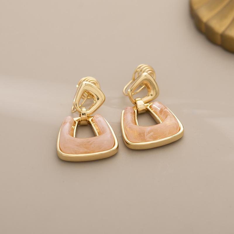 

Hollow Resin Geometric Pendant Earrings Enamel Mosquito Ear Clips