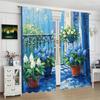 Outdoor Landscape Oil Painting Printed Curtains Pole Bag Christmas Decorations Home Room Curtain Polyester