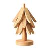 Yousheng Christmas Tree Trivet Set Wooden Coasters with Stand Heat-Resistant Pot Holders Festive Table Protector for Hot Dishes
