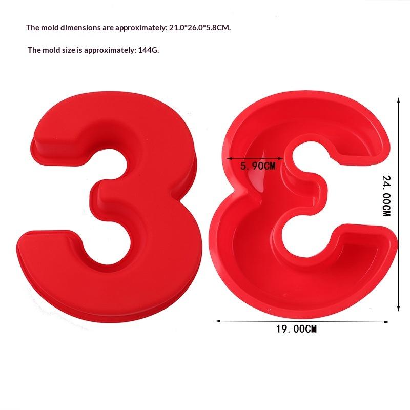 1 Stück 10 Zoll Zahlen Backformen Große Silikon 3D Zahlenkuchenformen DIY Backformen Zahlenform 0-9 Für Geburtstag