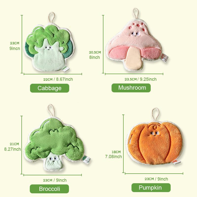Pumpkin Shape Coral Fleece Hand Towel Three-layer Thick Super Absorbent Quick-drying Towels for Kitchen Bathroom Handkerchief