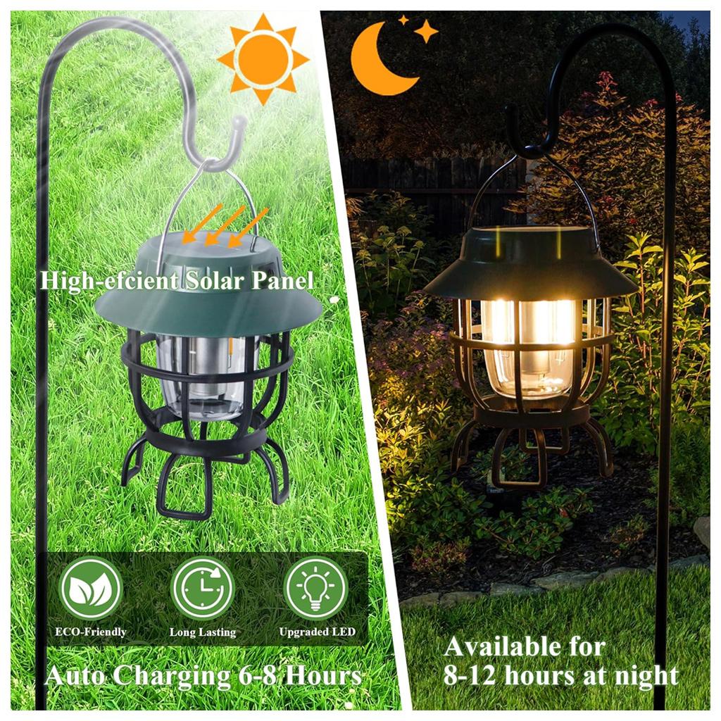 Fast Charging USB Rechargeable Camping Lantern Iron Solar LED Lamp for Family Travel, Tent Sleep and Night Walk with IP65